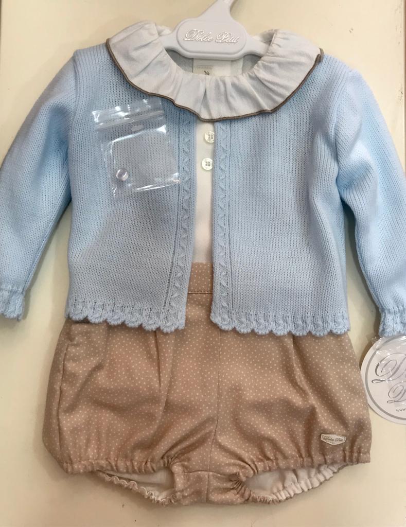 DOLCE PETIT Conjunto 3pzas celeste-lunar Camel DOLCE PETIT