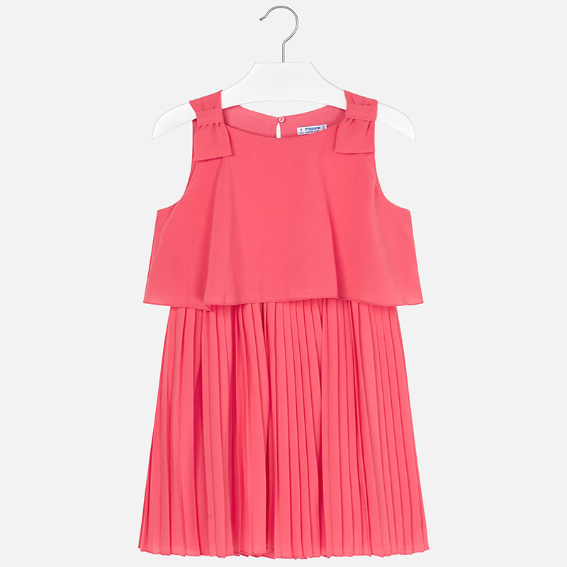 MAYORAL Vestido gasa plisada Coral