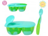 KIOKIDS Cuenco doble antideslizante azul
