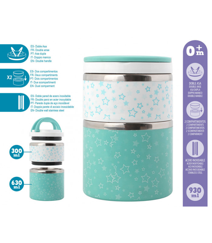 KIOKIDS Termo Papillero Acero Inoxidable Estrellas Azul