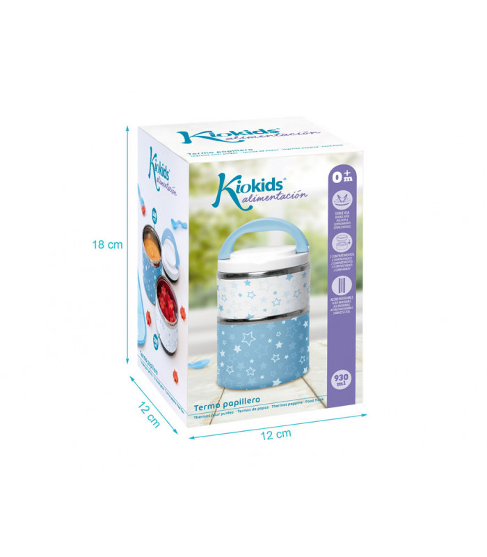 KIOKIDS Termo Papillero Acero Inoxidable Estrellas Azul