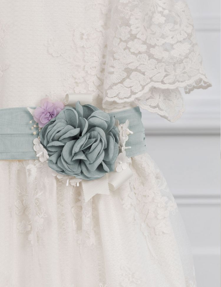 ABEL & LULA Vestido tul bordado Crema