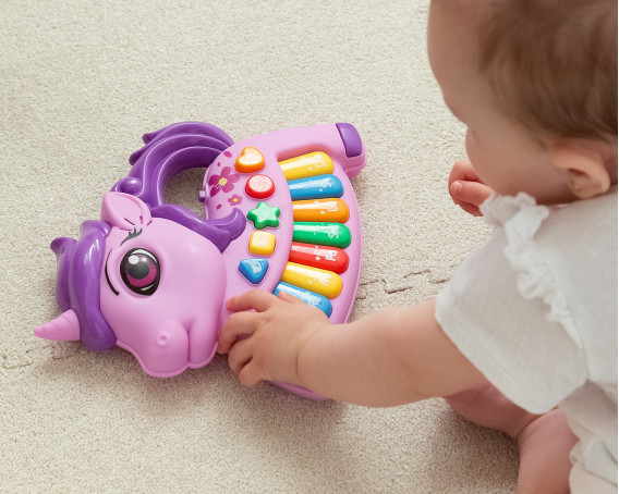 KIOKIDS Juguete piano musical unicornio Rosa