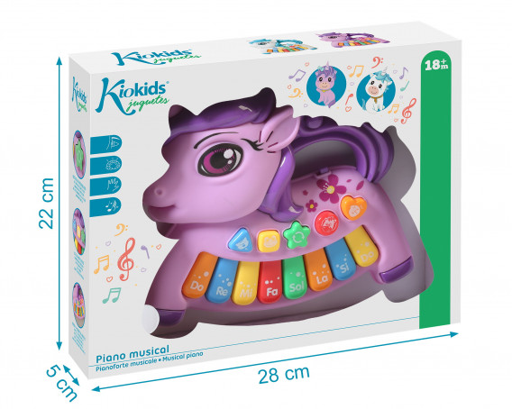 KIOKIDS Juguete piano musical unicornio Rosa