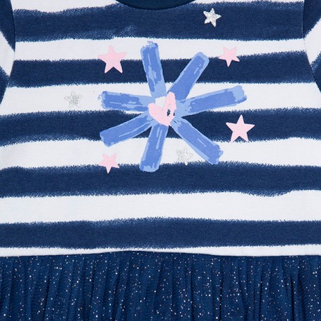 TUC TUC Vestido felpa y tul rayas ni�a azul glaciar 