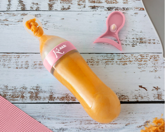 KIOKIDS Cuchara dispensadora de papilla Rosa