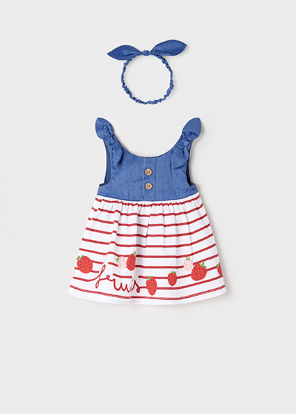 MAYORAL Vestido combinado con diadema Fresa