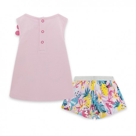 TUC TUC Conjunto camiseta y shor rosa estampado flores Tahiti 