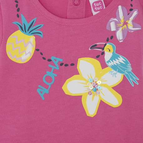 TUC TUC Vestido punto tul y manga corta rosa Tahiti 