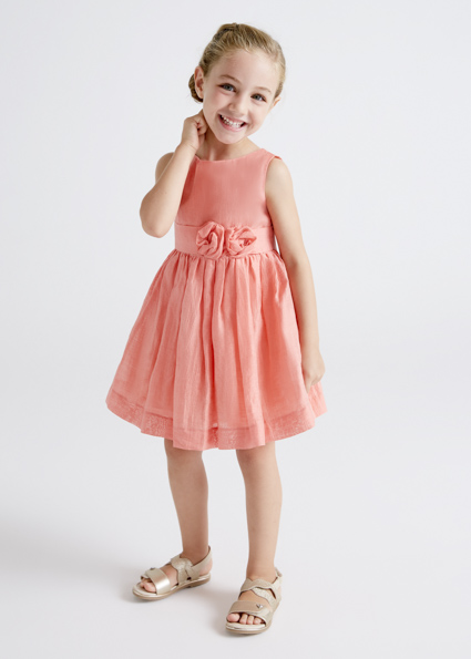 MAYORAL Vestido cinta flor Coral 