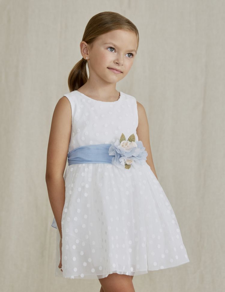 ABEL & LULA Vestido tul y topos ni�a Blanco 