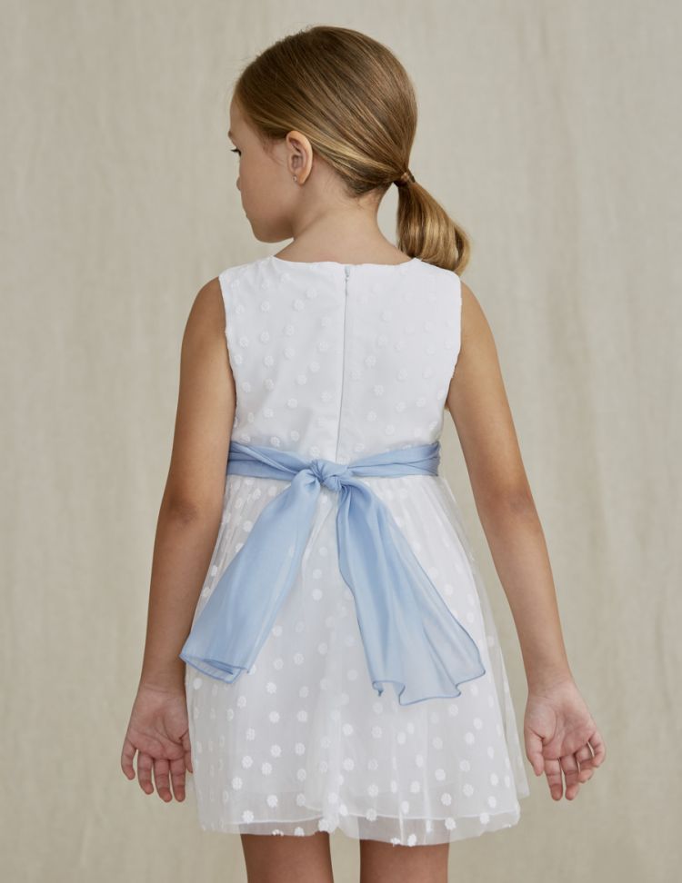ABEL & LULA Vestido tul y topos ni�a Blanco 