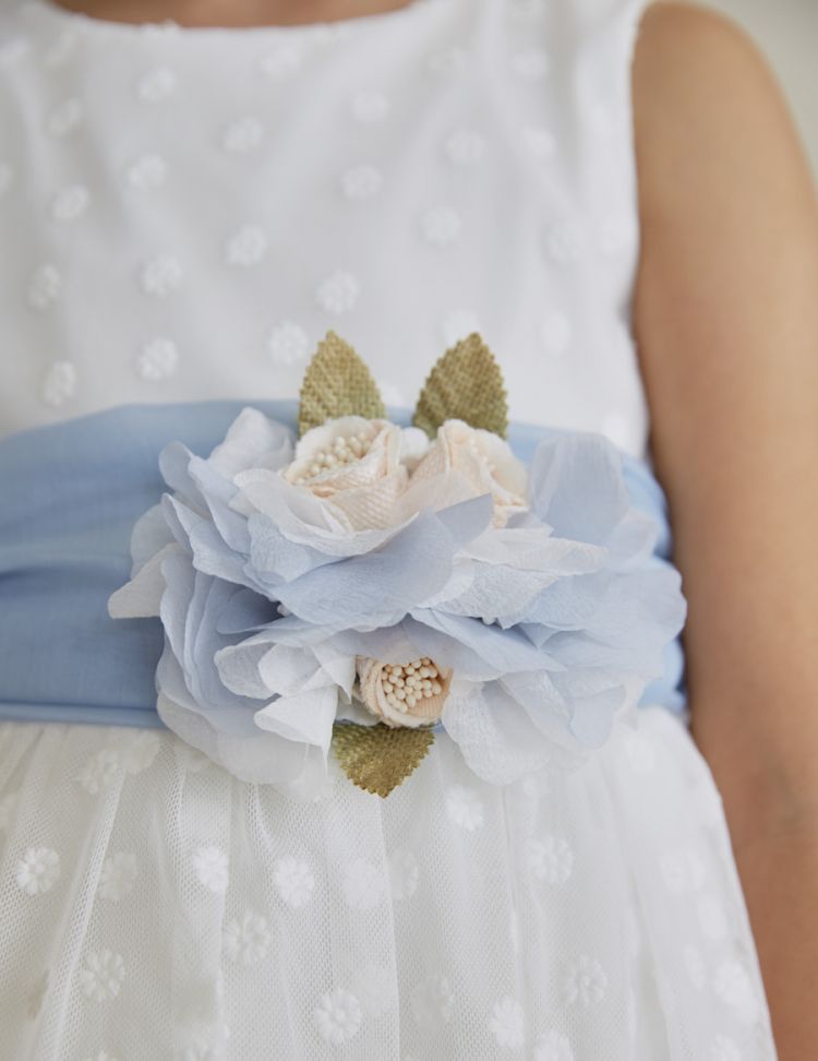 ABEL & LULA Vestido tul y topos ni�a Blanco 