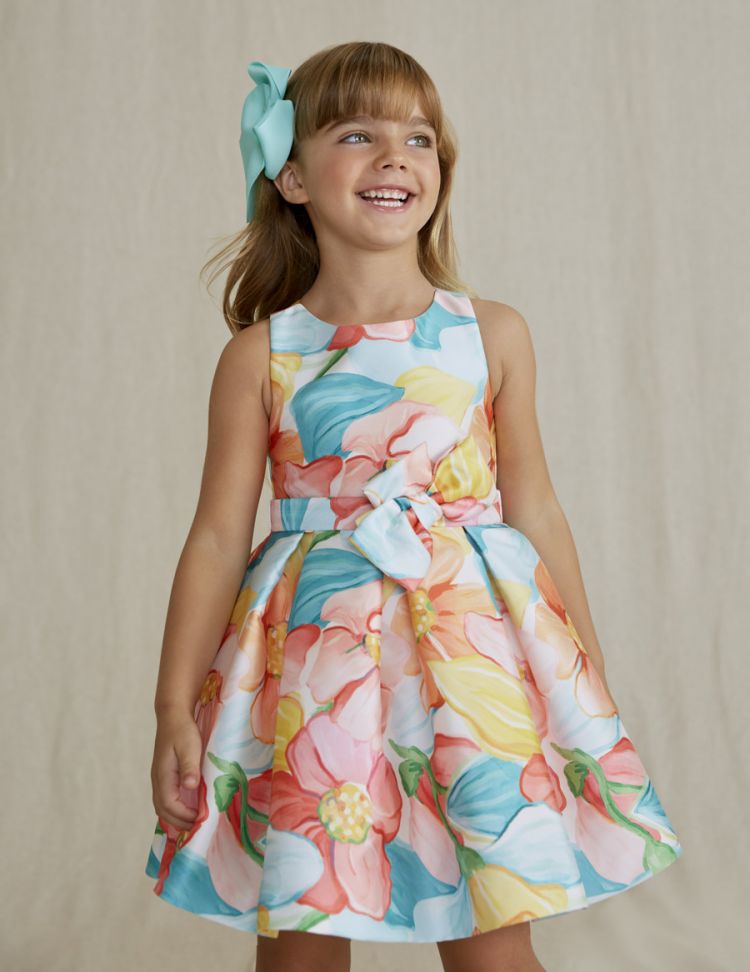 ABEL & LULA Vestido mikado estampado Turquesa 