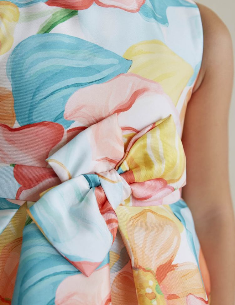 ABEL & LULA Vestido mikado estampado Turquesa 