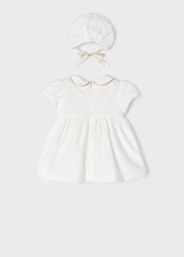 MAYORAL Vestido de terciopelo con capota Crudo