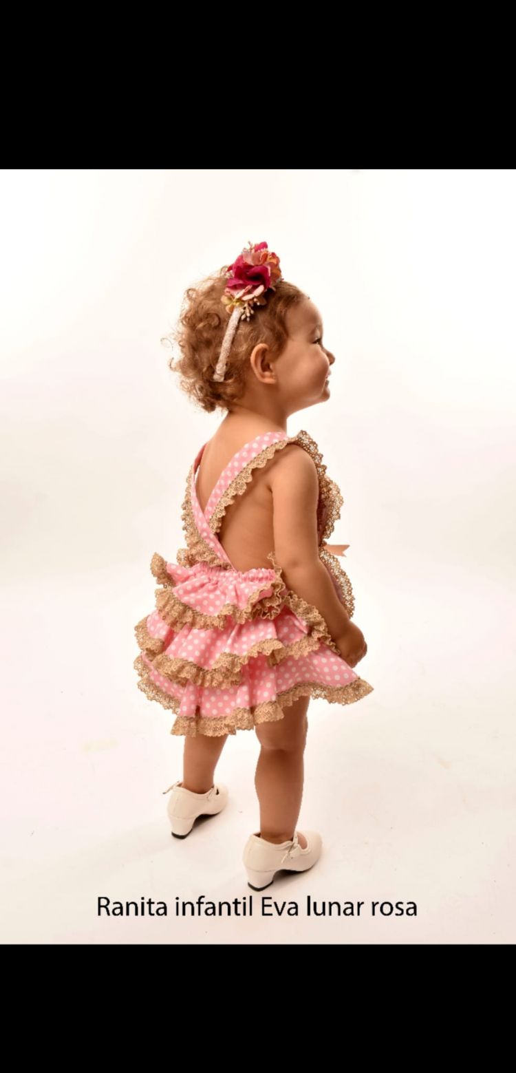 FLAMENCA Ranita volantes Lunares rosa