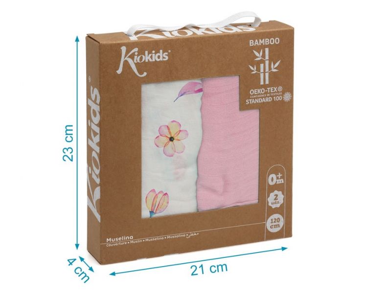 KIOKIDS Set 2 Muselinas bamb� Rosa