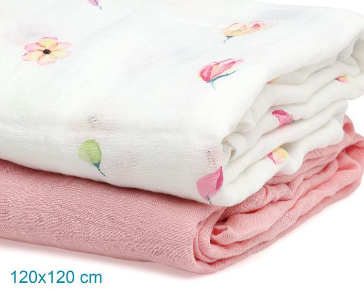 KIOKIDS Set 2 Muselinas bamb� Rosa