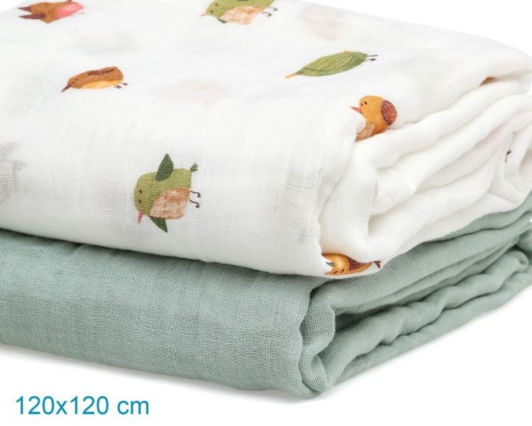 KIOKIDS Set 2 Muselinas bamb� Verde