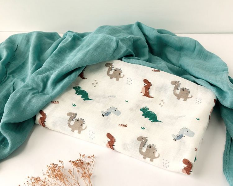 KIOKIDS Set 2 muselinas bamb� Dinosaurio