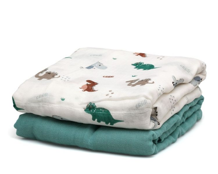 KIOKIDS Set 2 muselinas bamb� Dinosaurio