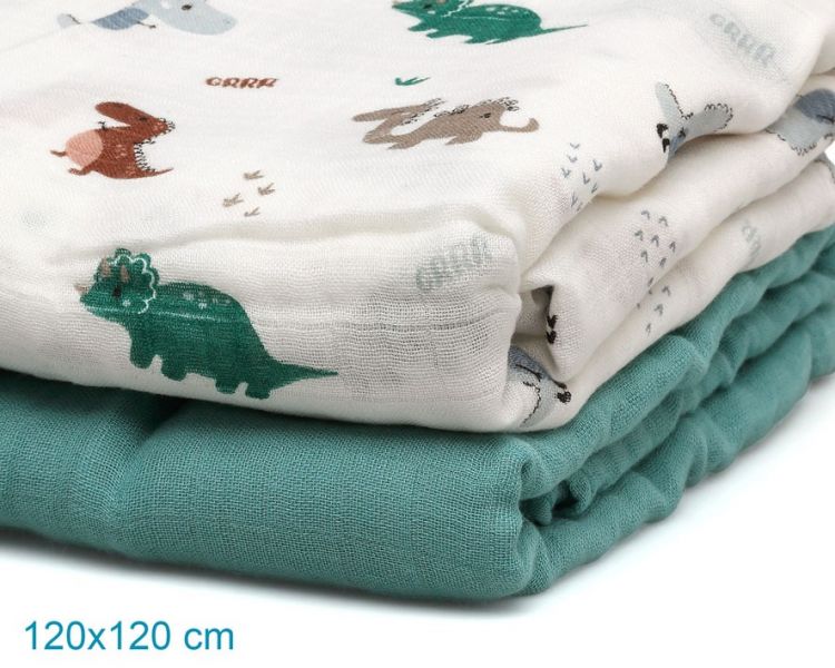 KIOKIDS Set 2 muselinas bamb� Dinosaurio