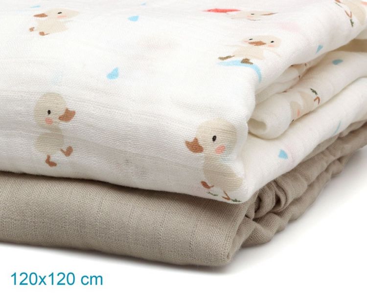 KIOKIDS Set 2 Muselinas bamb� Beige