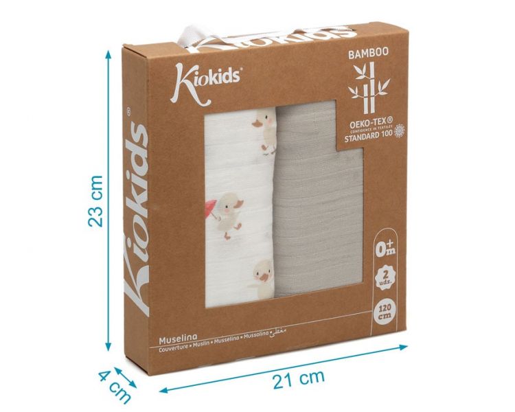 KIOKIDS Set 2 Muselinas bamb� Beige