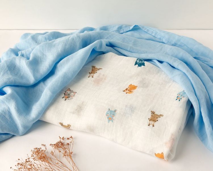 KIOKIDS Set 2 Muselinas bamb� Azul