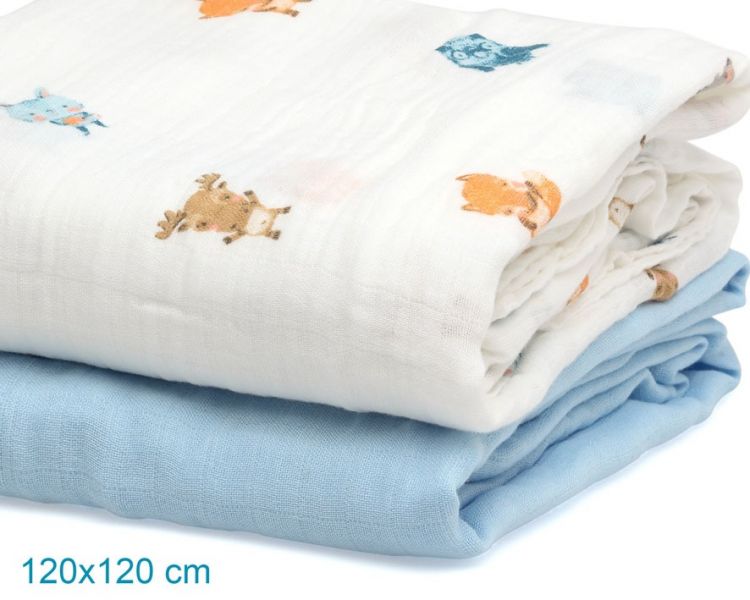 KIOKIDS Set 2 Muselinas bamb� Azul