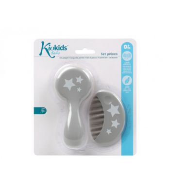 KIOKIDS Peine y cepillo estrella gris 