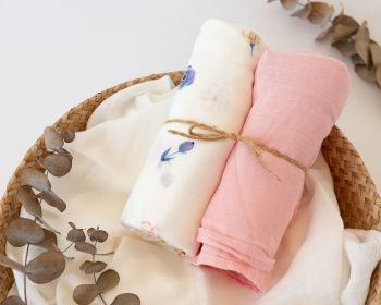 KIOKIDS Set 2 Muselinas bamb Rosa