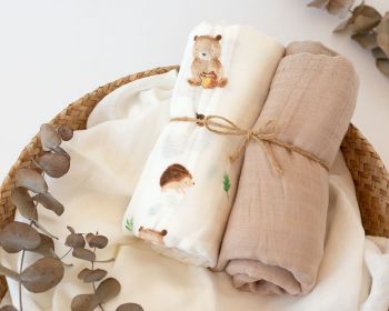 KIOKIDS Set 2 muselinas bamb Tierra