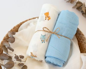 KIOKIDS Set 2 Muselinas bamb Azul